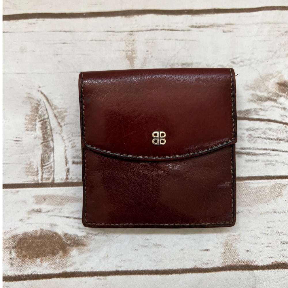 Bosca Wallet Brown Vintage Hand Stained Hide Leather Bifold USA Small OS